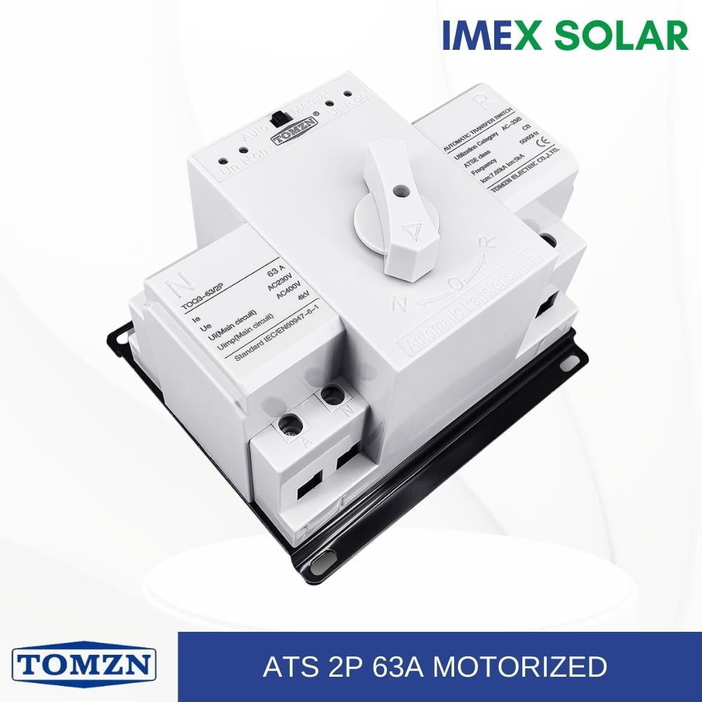 TOMZN Automatic Dual Power Transfer Switch 2 Pole 63A 12 ATS 2P Motorized TOMZN IMEX SOLAR 1