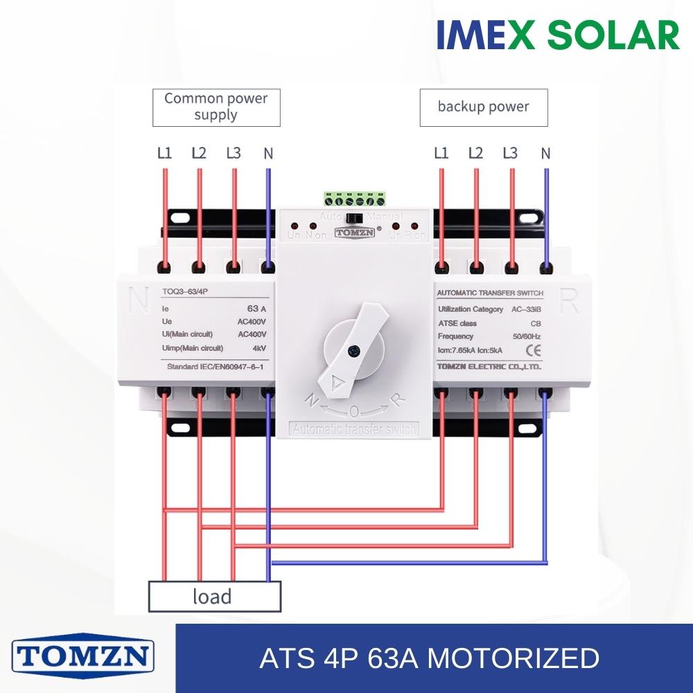 TOMZN Automatic Dual Power Transfer Switch 4 Pole 63A 11 ATS 4P Motorized TOMZN IMEX SOLAR 2